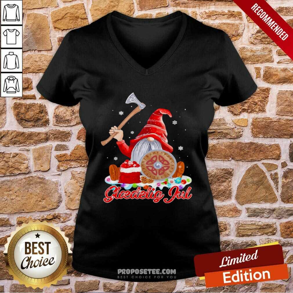 Good Gnome Viking Glaedelig Jul Christmas Shirt - Image 3