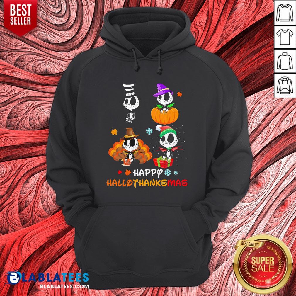 Good Jack Skellington Happy Hallothanksmas Shirt - Image 3