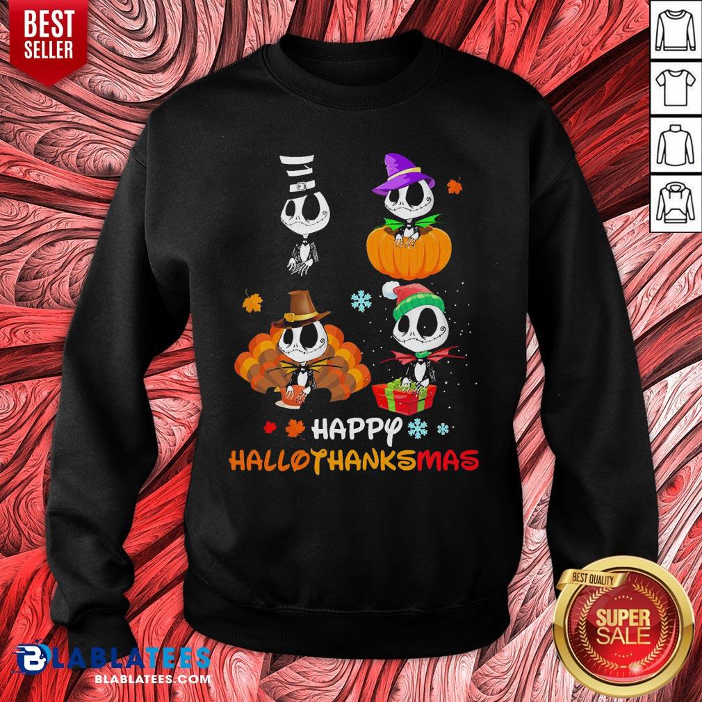 Good Jack Skellington Happy Hallothanksmas Shirt - Image 2