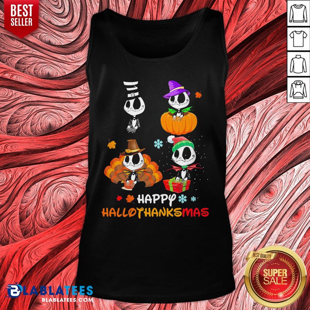 Good Jack Skellington Happy Hallothanksmas Shirt - Image 5