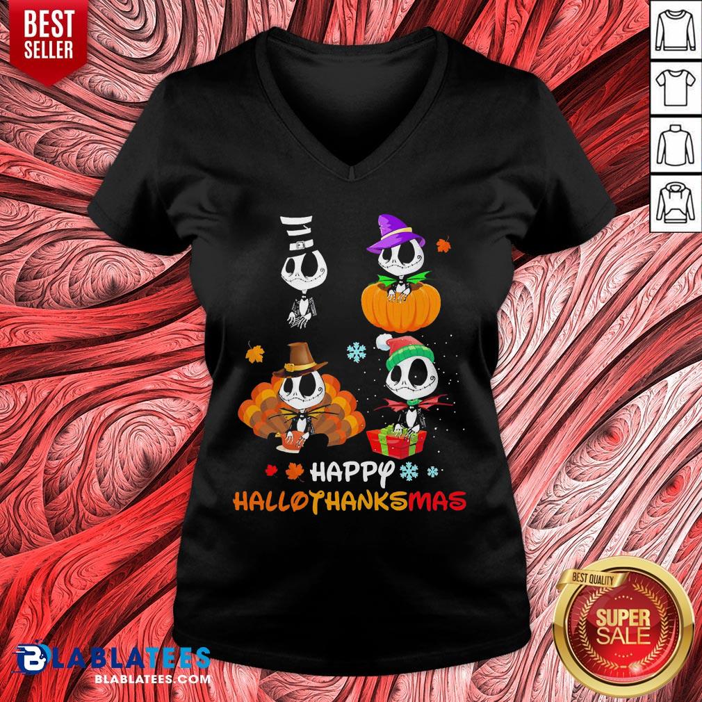 Good Jack Skellington Happy Hallothanksmas Shirt - Image 4