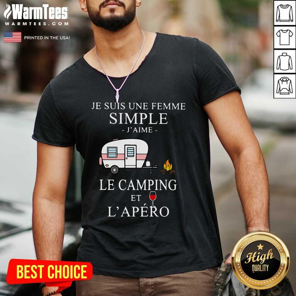 Good Je Suis Une Femme Simple J’aime Le Camping Et L’apéro Shirt - Image 5