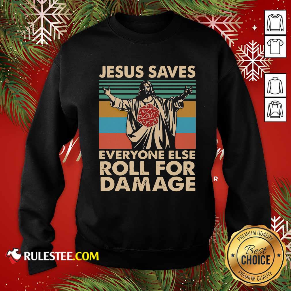 Good Jesus Saves Everyone Else Roll For Damage Vintage Retro Shirt - Image 5