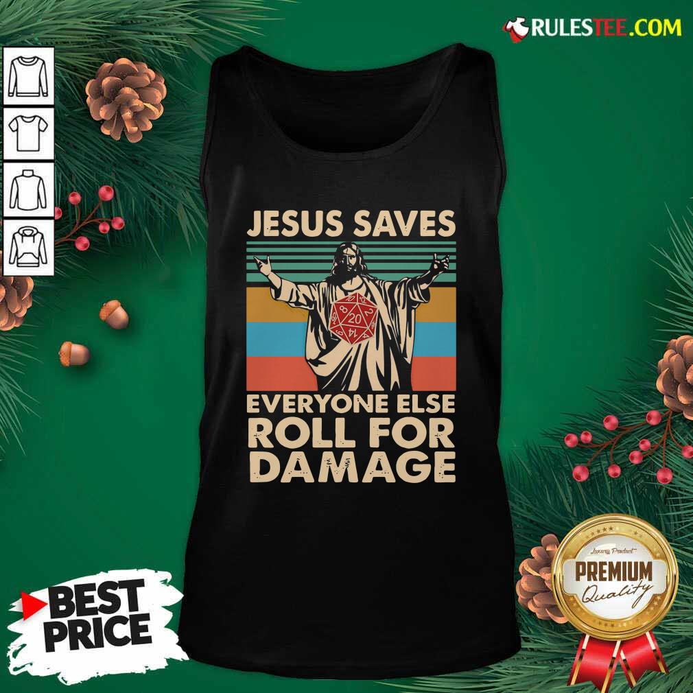 Good Jesus Saves Everyone Else Roll For Damage Vintage Retro Shirt - Image 4