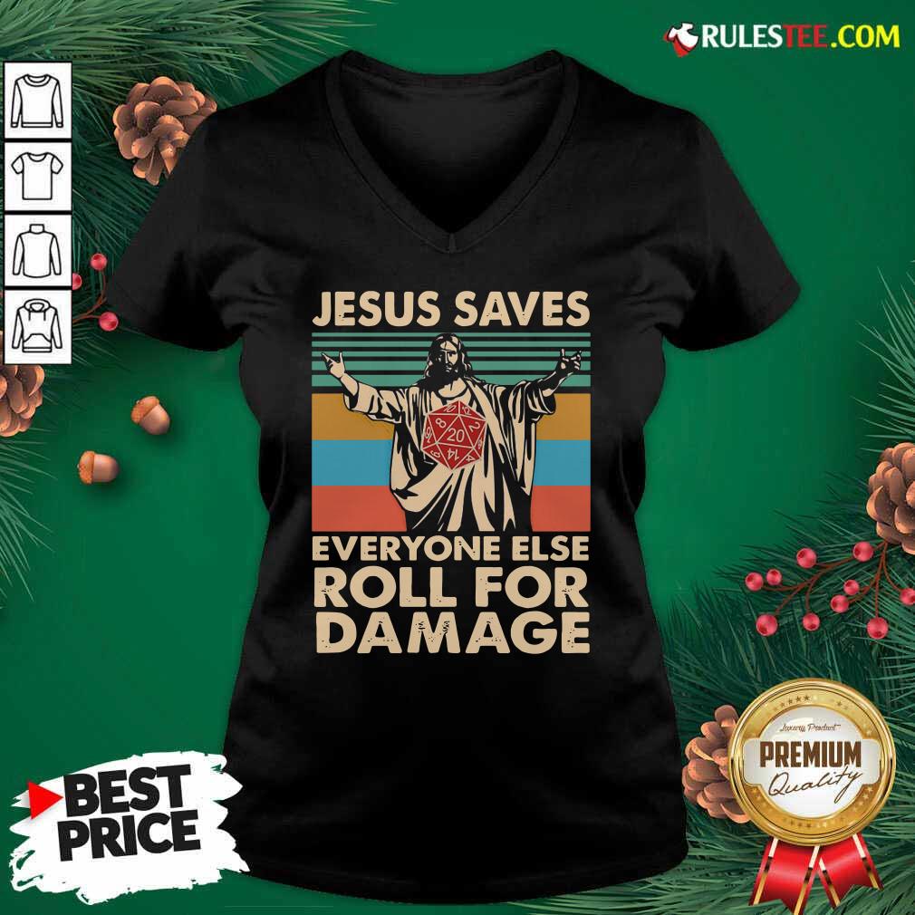 Good Jesus Saves Everyone Else Roll For Damage Vintage Retro Shirt - Image 3