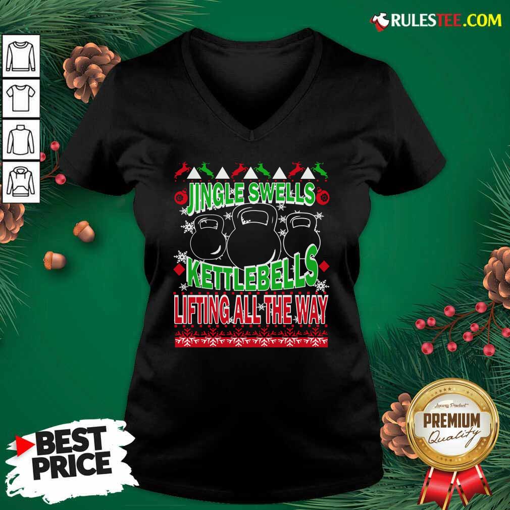 Good Jingle Swells Kettlebells Lifting All The Way Ugly Christmas Shirt - Image 3