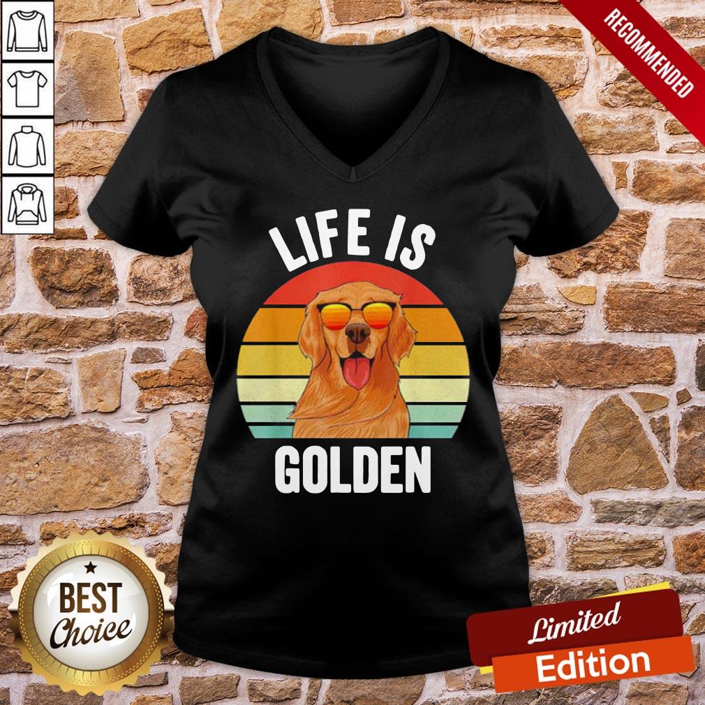 Good Life Is Golden Retriever Vintage Shirt - Image 2