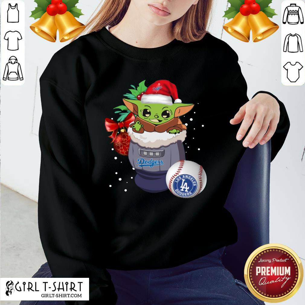 Good Los Angeles Dodgers Christmas Baby Yoda Star Wars Funny Happy MLB Shirt - Image 4