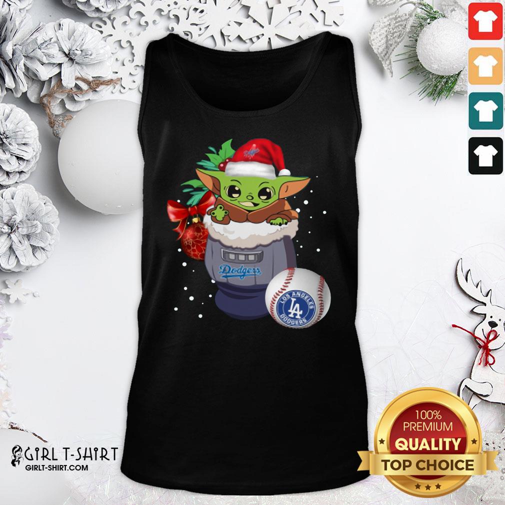 Good Los Angeles Dodgers Christmas Baby Yoda Star Wars Funny Happy MLB Shirt - Image 3