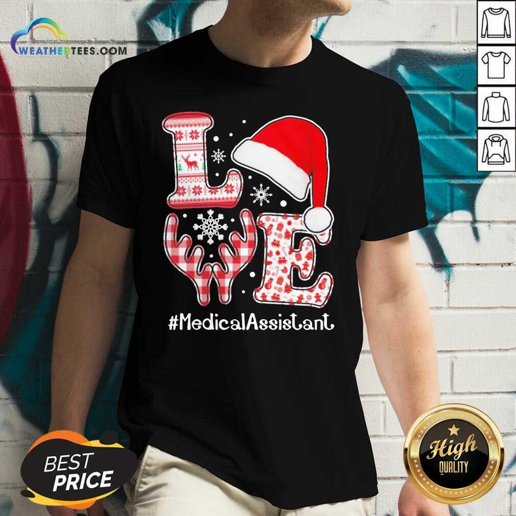 Good Love Hat Santa And Reindeer #Medica Assistant Nurse Worker Ugly Christmas Shirt - Image 3