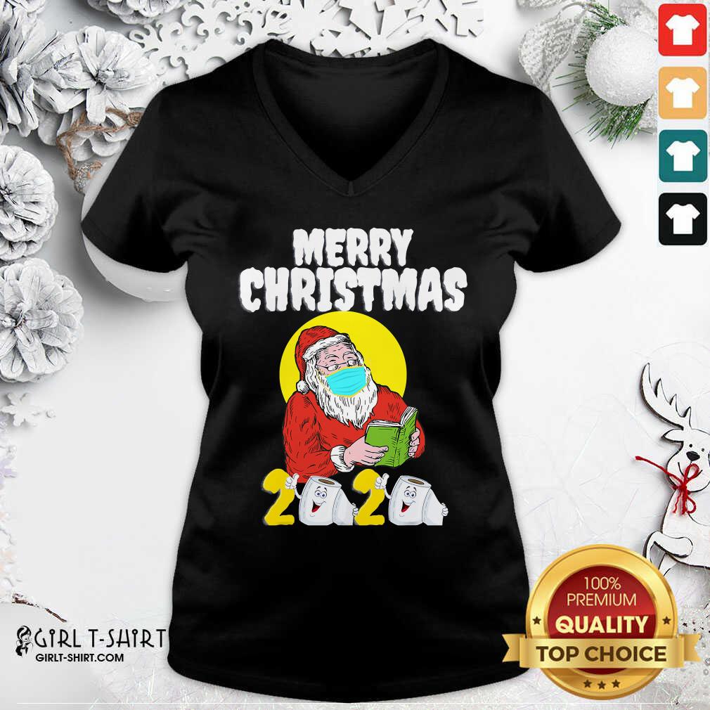 Good Merry Christmas 2020 Santa With Face Mask And Toilet Paper Shirt - Image 3