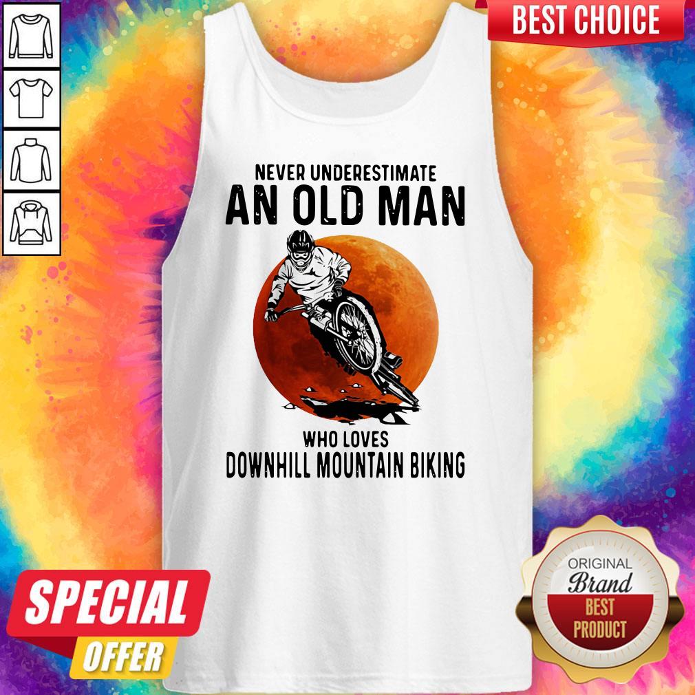 Good Never Underestimate An Old Man Who Loves Downhill Mountain Biking Sunset Shirt - Image 4