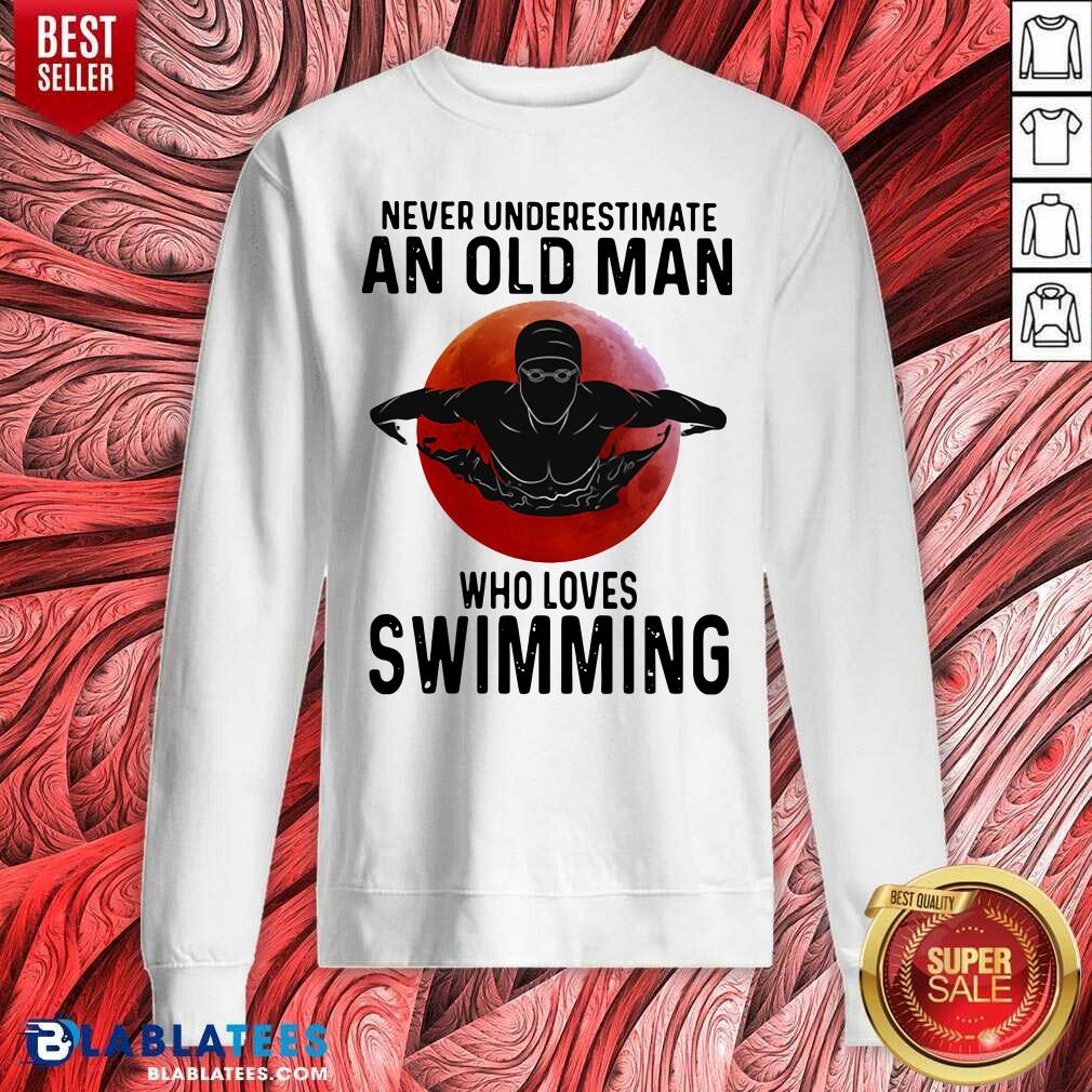 Good Never Underestimate An Old Man Who Loves Swimming The Moon Shirt - Image 4