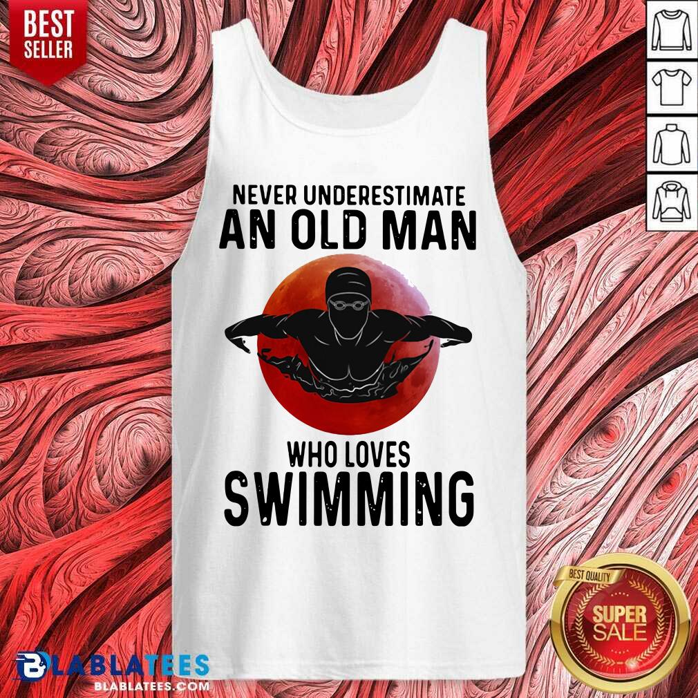 Good Never Underestimate An Old Man Who Loves Swimming The Moon Shirt - Image 3