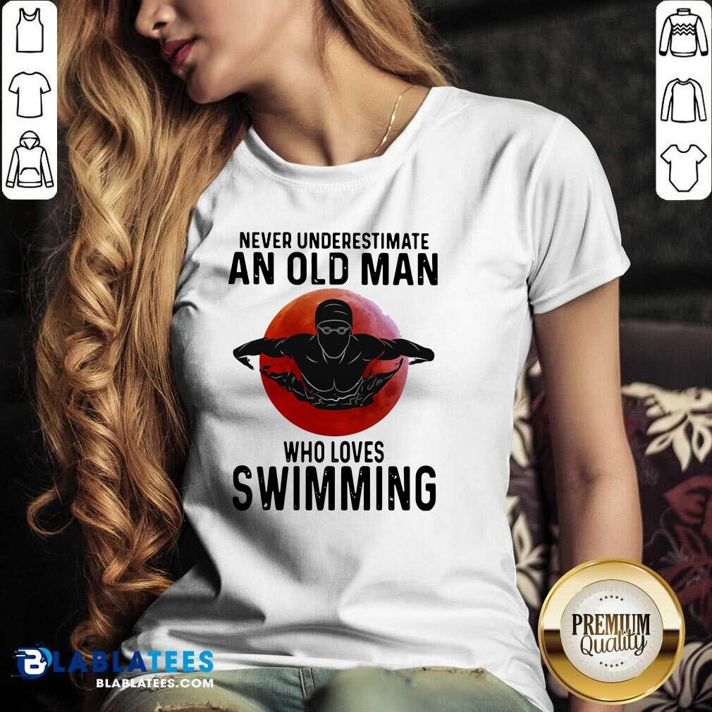 Good Never Underestimate An Old Man Who Loves Swimming The Moon Shirt - Image 2