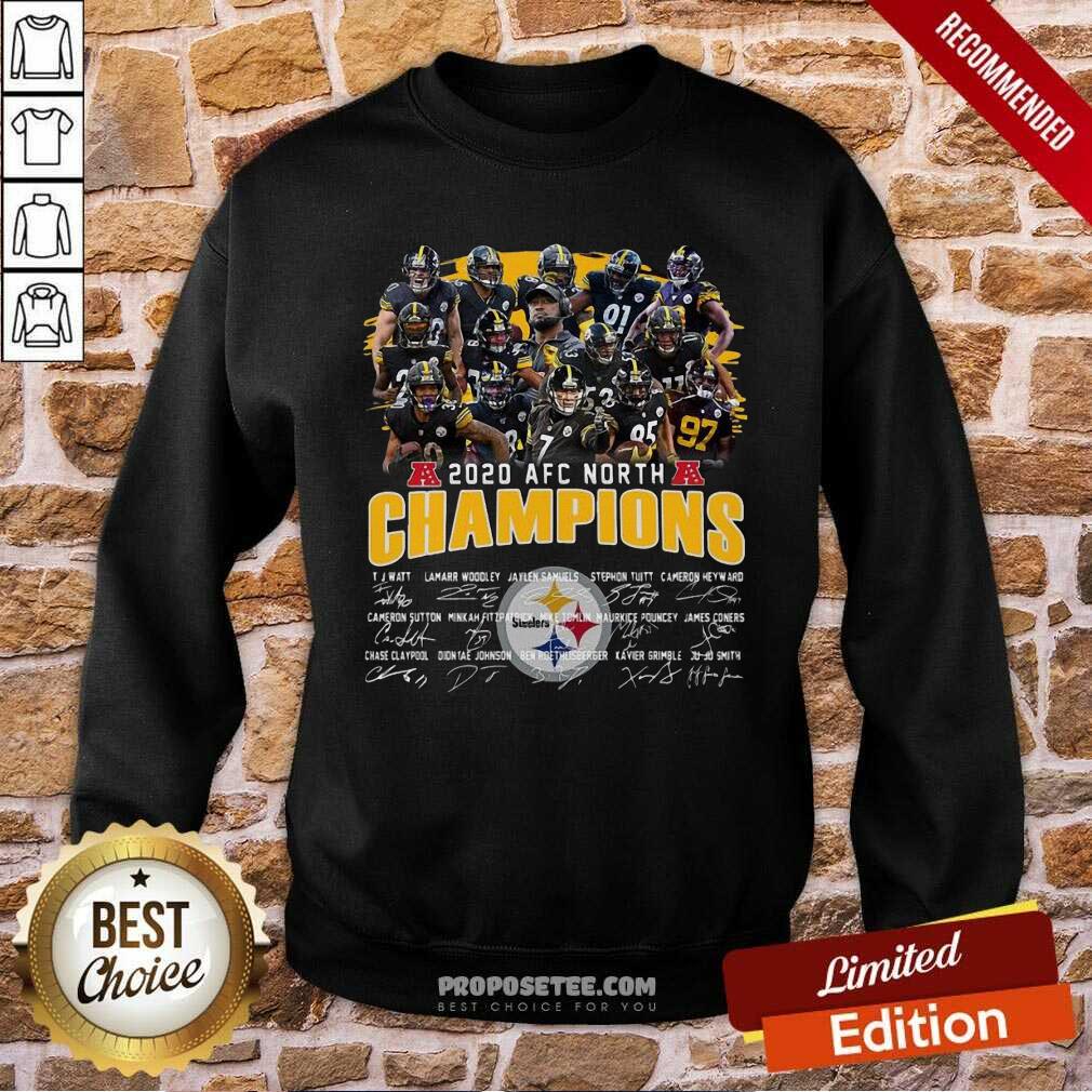 Good Pittsburgh Steelers 2020 Afc North Champions Signatures Shirt - Image 5
