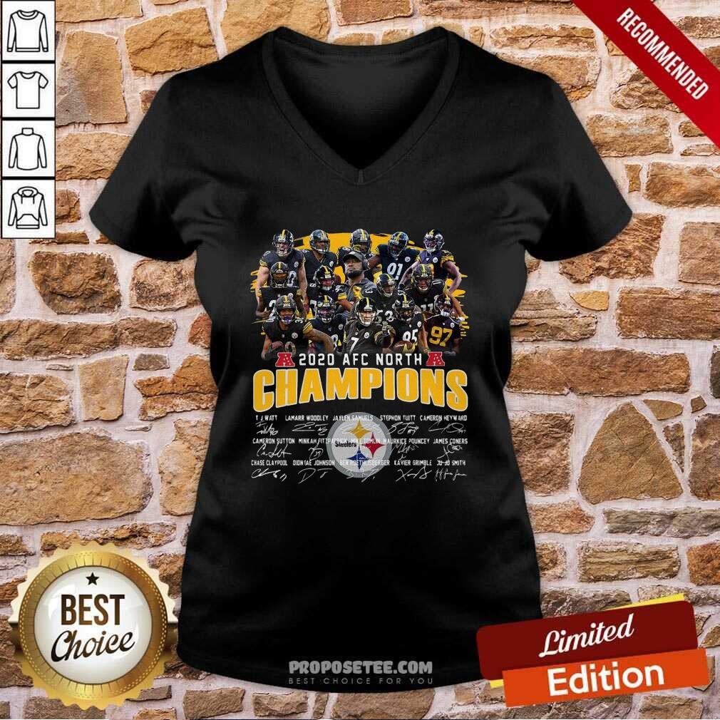 Good Pittsburgh Steelers 2020 Afc North Champions Signatures Shirt - Image 3