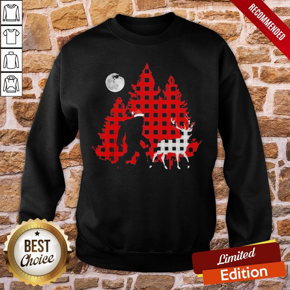 Good Plaid Bigfoot And Reindeer Moon 2020 Shirt - Image 4