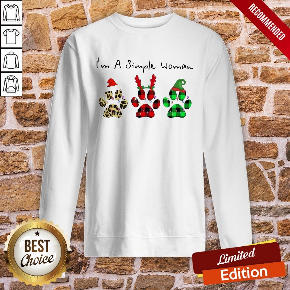 Good Plaid Paw Santa I’m A Simple Woman Christmas Shirt - Image 4