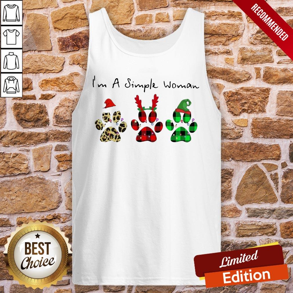 Good Plaid Paw Santa I’m A Simple Woman Christmas Shirt - Image 3