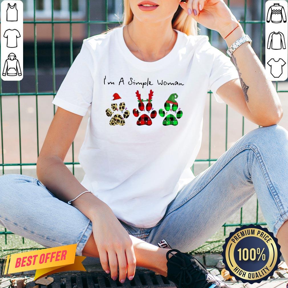 Good Plaid Paw Santa I’m A Simple Woman Christmas Shirt - Image 2