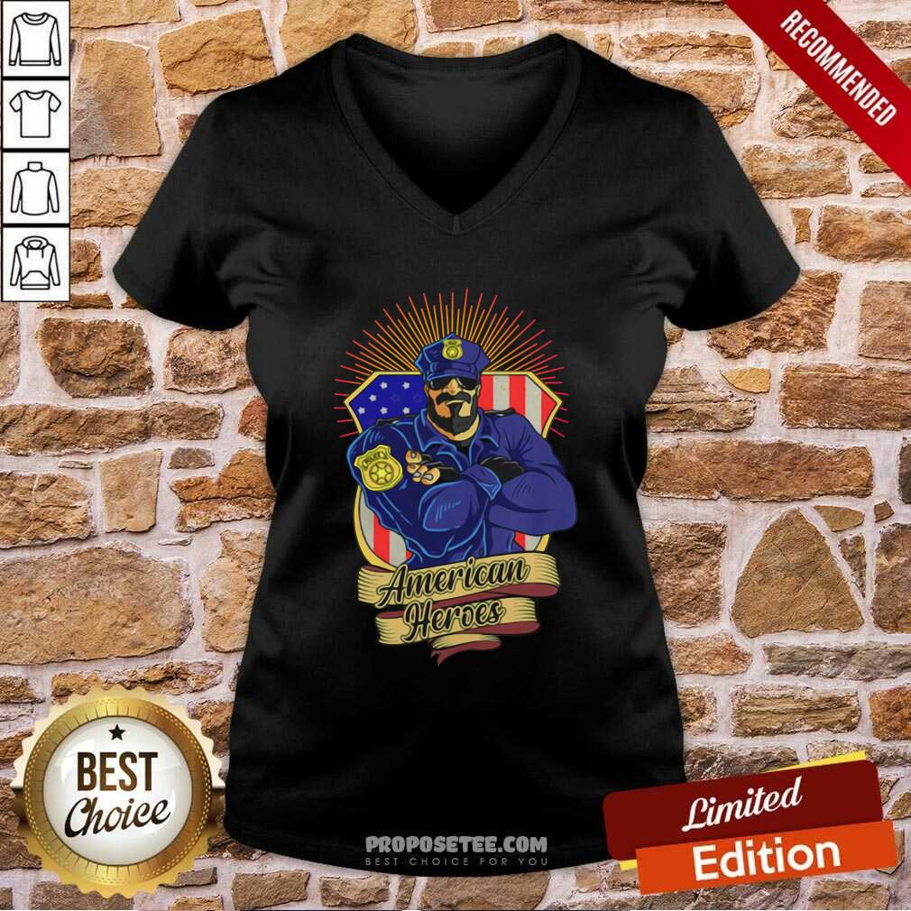 Good Police Man Ameican Heroes Us Flag Shirt - Image 4