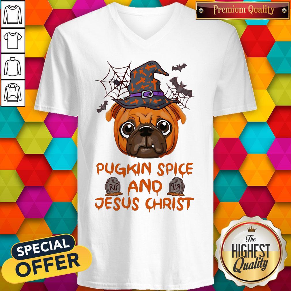 Good Pugkin Spice And Jesus Christ Halloween Shirt - Image 5