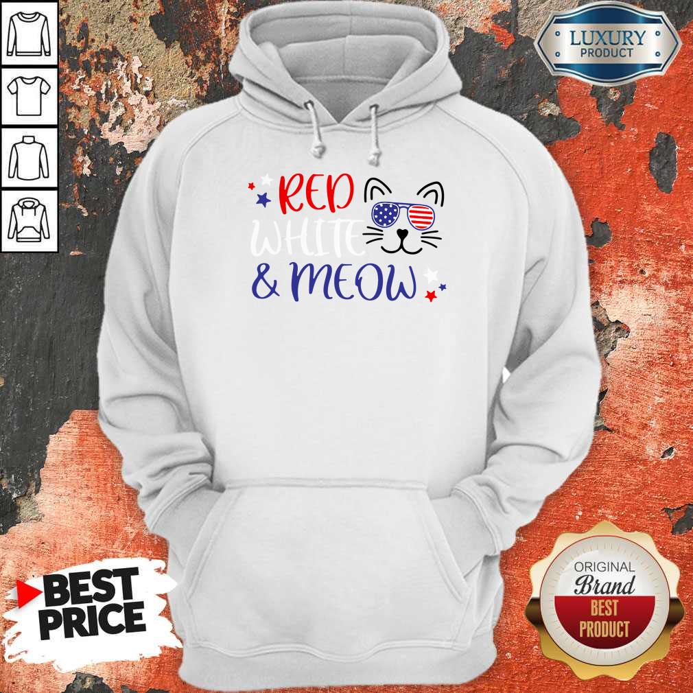Good Red White And Meow Shirt - Image 5