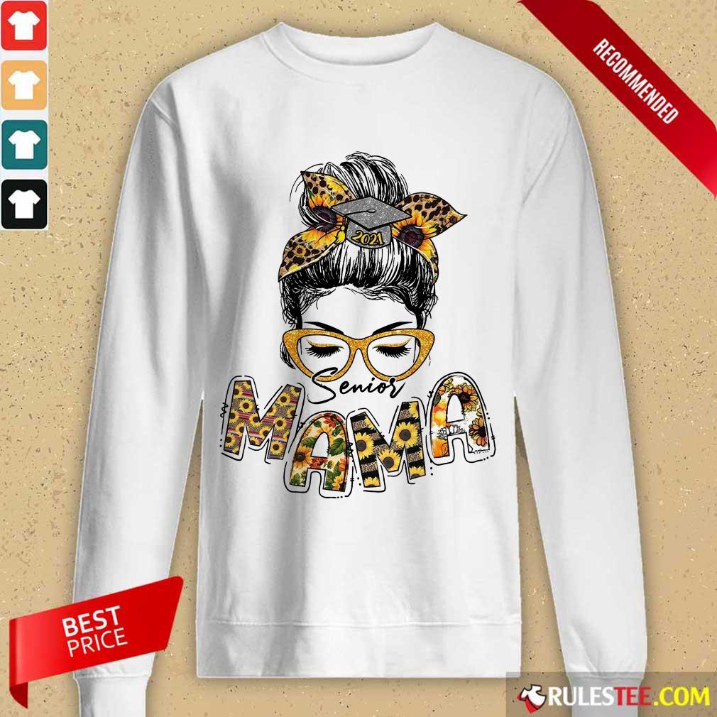 Good Sunflower Senior Mama Girl Bun Hair Glasses Shirt - Image 3