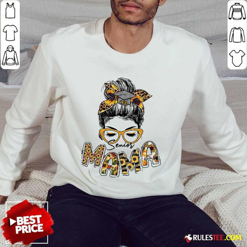 Good Sunflower Senior Mama Girl Bun Hair Glasses Shirt - Image 2