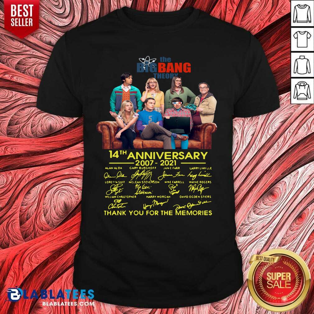 Good The Bigbang Theory 14th Anniversary 2007 2021 Signatures Thank For The Memories Shirt