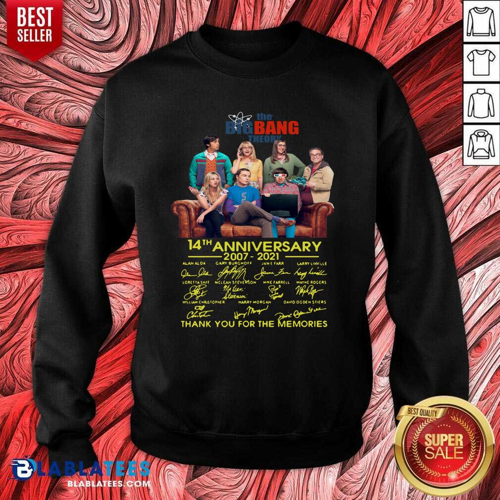 Good The Bigbang Theory 14th Anniversary 2007 2021 Signatures Thank For The Memories Shirt - Image 2