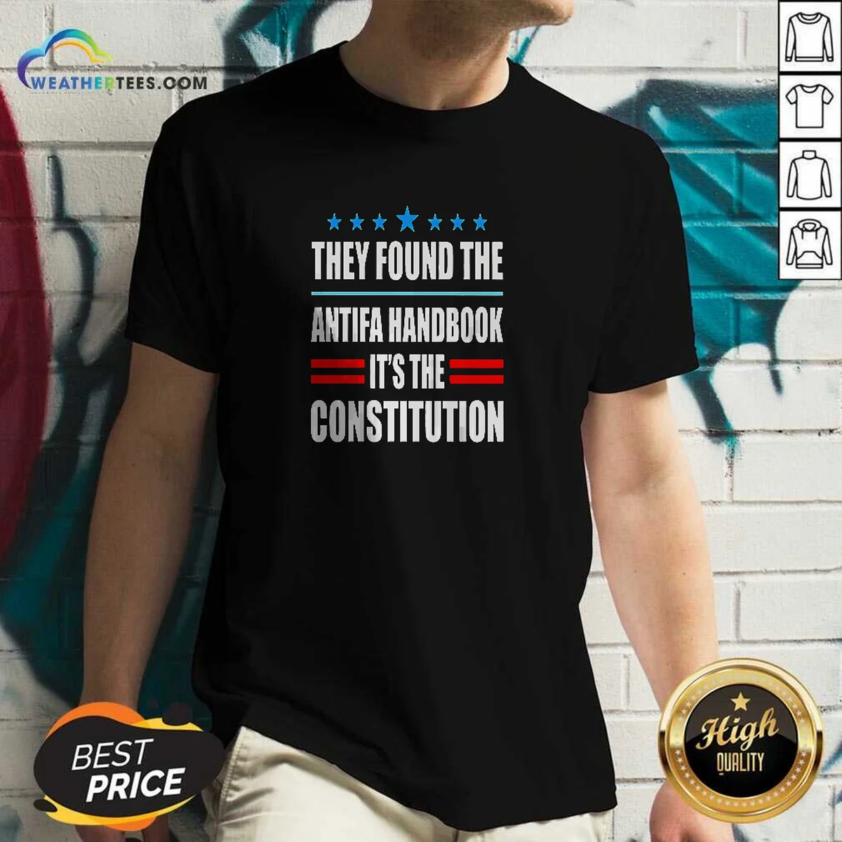 Good They Found The Antifa Handbook It'S The Constitution Bold Statement Text Shirt - Image 3
