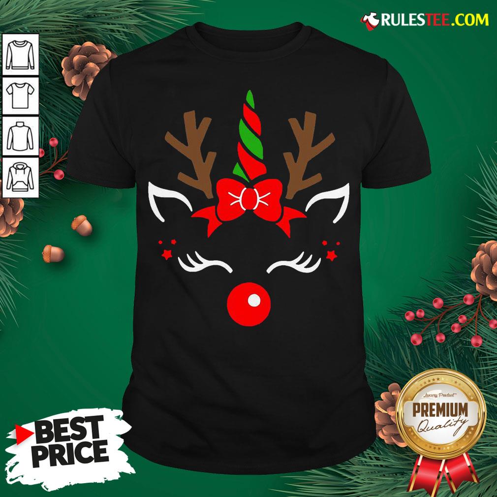 Good Unicorn Face Reindeer Antlers Christmas Funny Pet Kids Gifts Shirt
