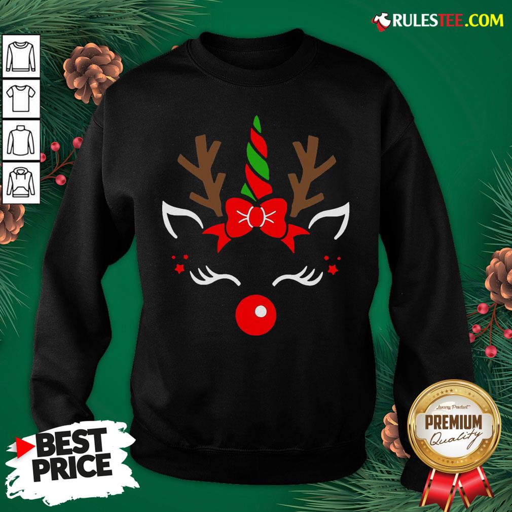 Good Unicorn Face Reindeer Antlers Christmas Funny Pet Kids Gifts Shirt - Image 5