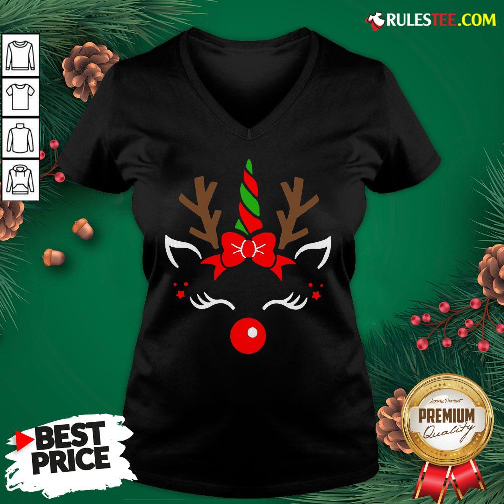 Good Unicorn Face Reindeer Antlers Christmas Funny Pet Kids Gifts Shirt - Image 3