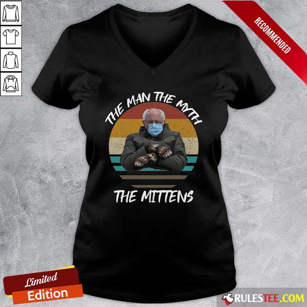 Good Vintage Bernie Sanders The Man The Myth The Mittens 2021 Inauguration Shirt - Image 3