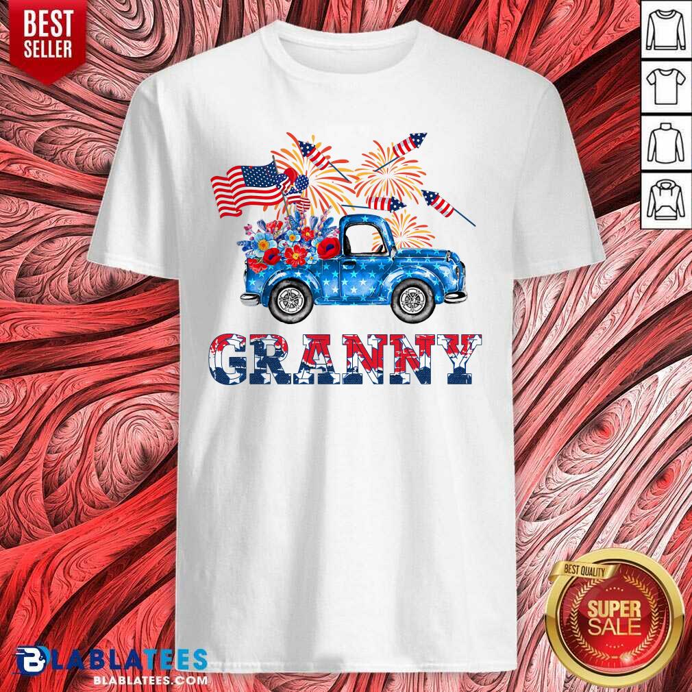 Granny Car Flowers American 4th Of July Shirt