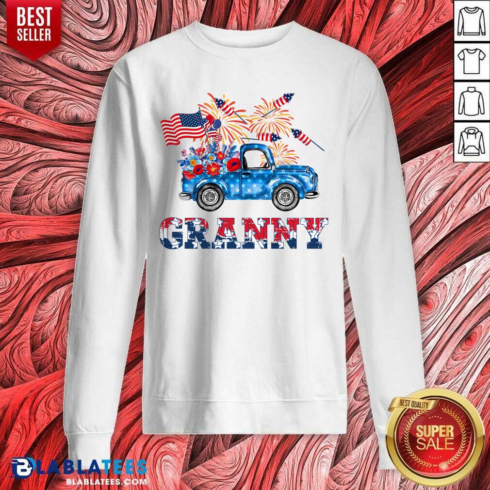 Granny Car Flowers American 4th Of July Shirt - Image 5