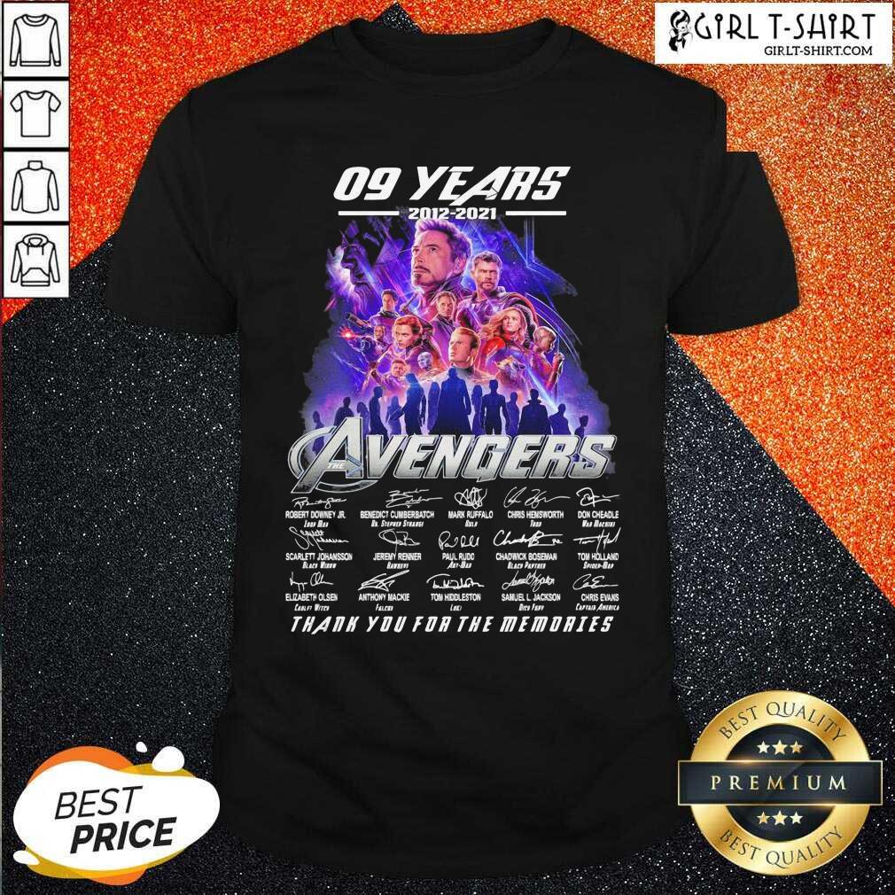 Great 09 Years 2012 2021 Avengers Thank You For The Memories Signatures Shirt