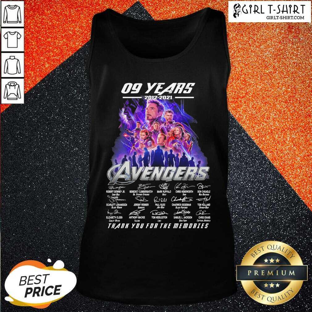 Great 09 Years 2012 2021 Avengers Thank You For The Memories Signatures Shirt - Image 3