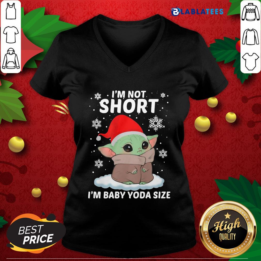 Great Baby Yoda Santa I’m Not Short I’m Baby Yoda Size Merry Christmas Shirt - Image 3