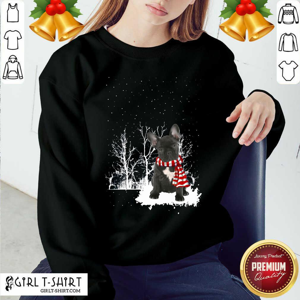 Great French Bulldog Snow Scarf Christmas Shirt - Image 5