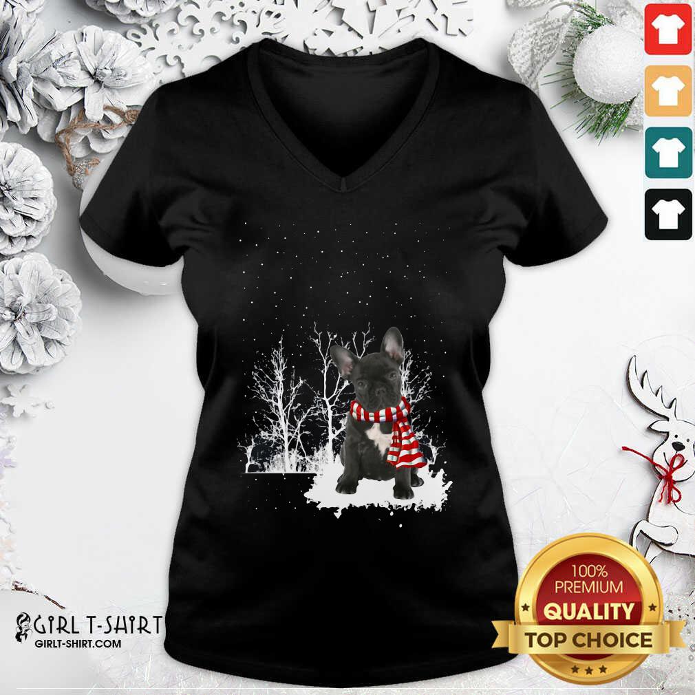 Great French Bulldog Snow Scarf Christmas Shirt - Image 3