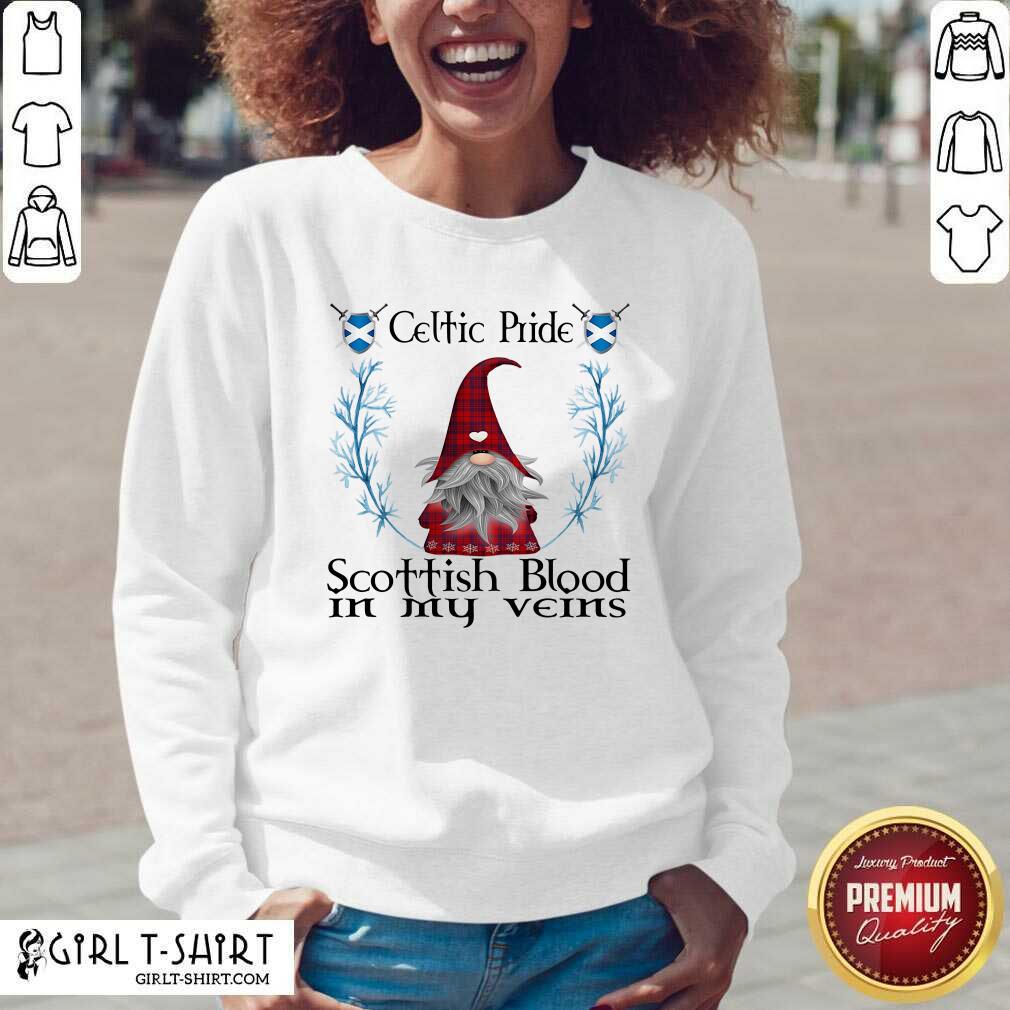 Great Gnome Celtic Pride Scottish Blood In My Veins Christmas Shirt - Image 3