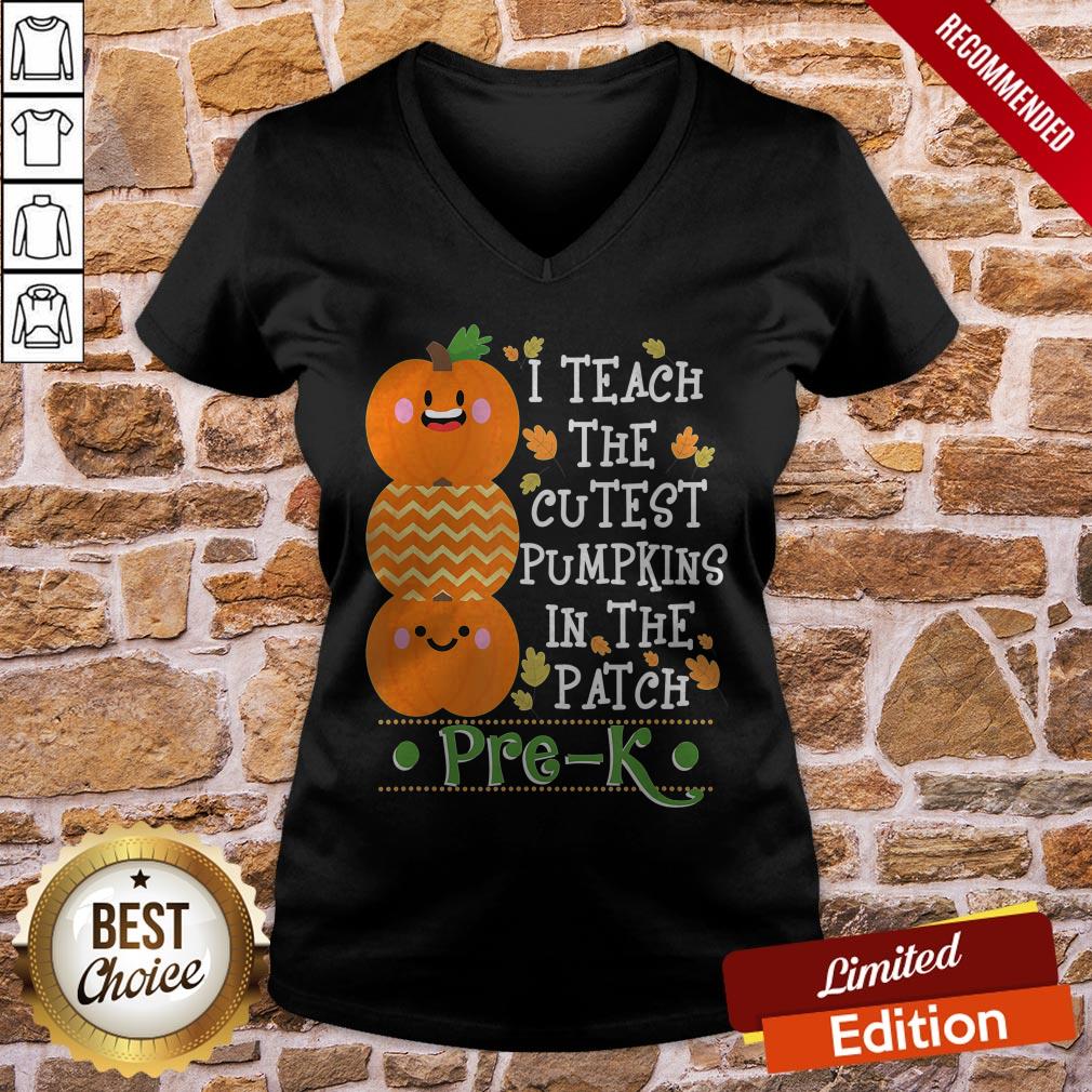 Great I Teach The Cutest Pumpkins In Patch Pre-K Halloween Teacher Shirt - Image 2