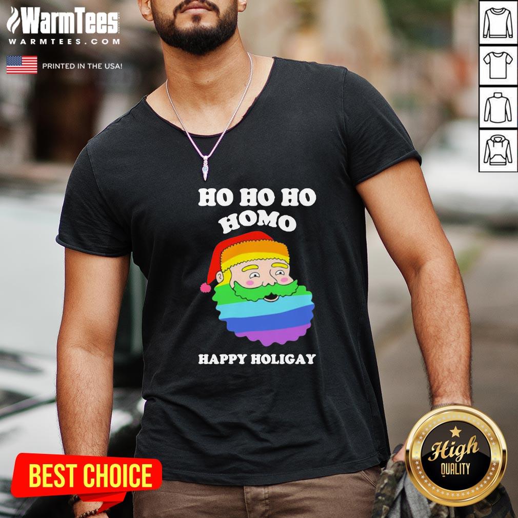 Great LGBT Santa Ho Ho Ho Homo Happy Holiday Shirt - Image 2