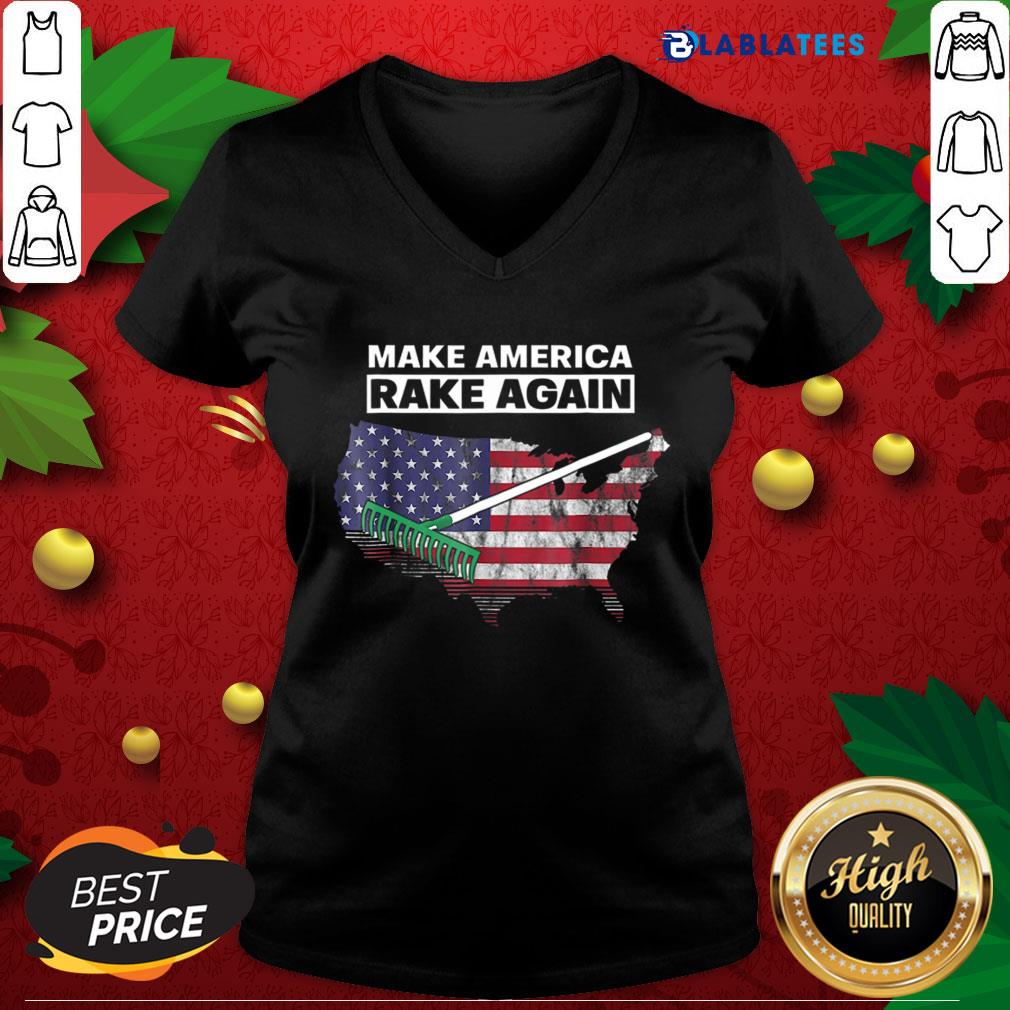 Great Make America Rake Again American Flag Maps Shirt - Image 3