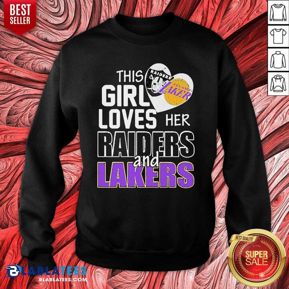 Great This Girl Loves Her Las Vegas Raiders And Los Angeles Lakers Shirt - Image 3