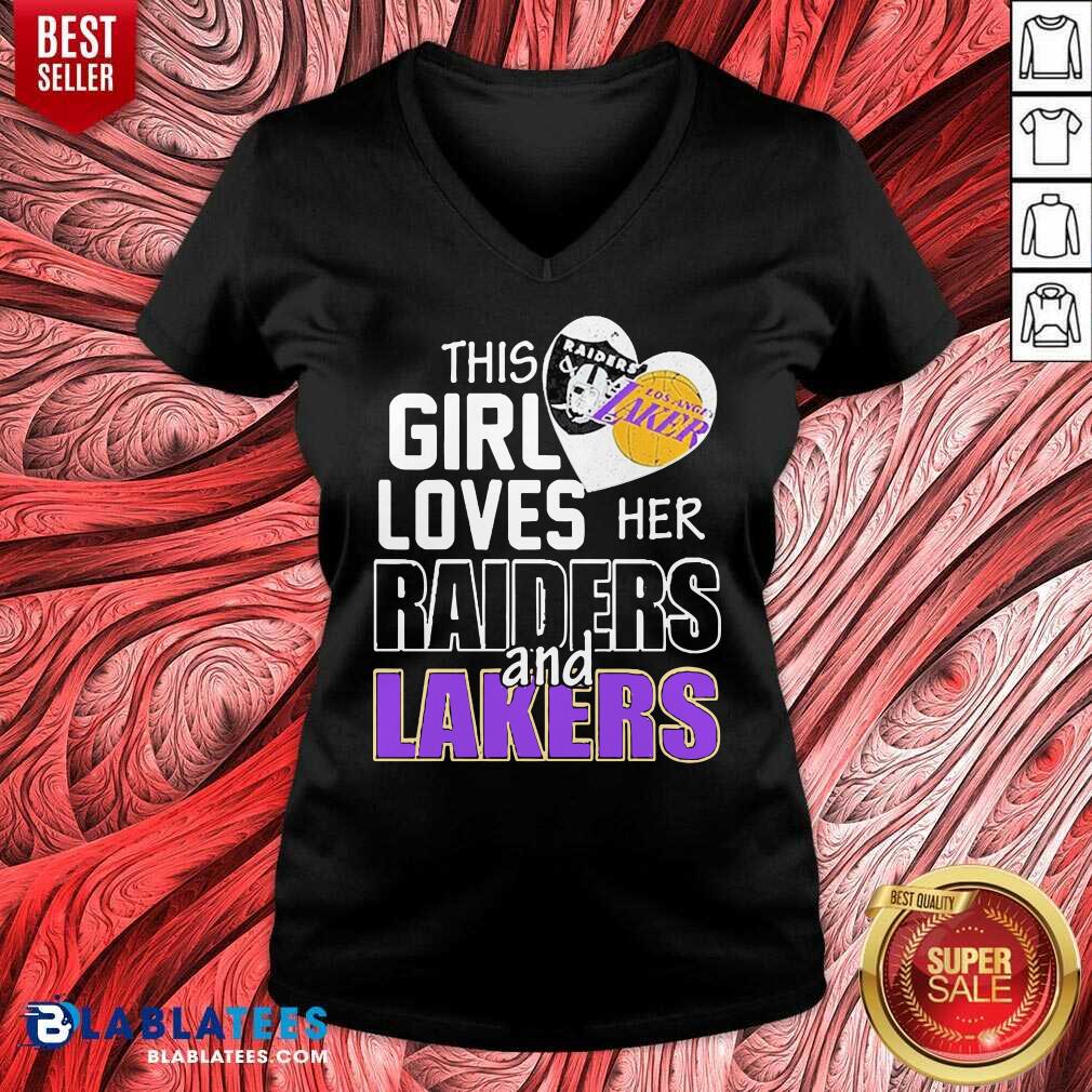 Great This Girl Loves Her Las Vegas Raiders And Los Angeles Lakers Shirt - Image 5